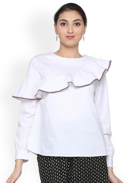 

Allen Solly Women White Solid Pure Cotton Top