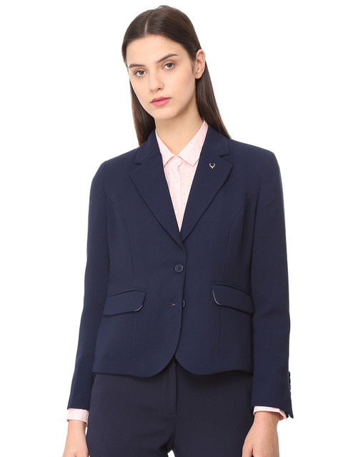 

Allen Solly Woman Blue Solid Regular-Fit Single-Breasted Blazer