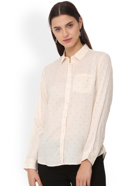 

Allen Solly Woman Women Beige Regular Fit Printed Casual Shirt