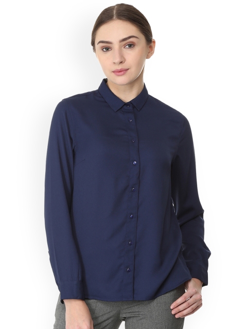 

Allen Solly Woman Navy Blue Regular Fit Solid Casual Shirt