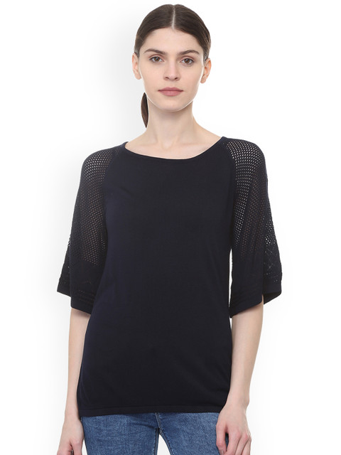 

Allen Solly Women Navy Blue Self Design Top