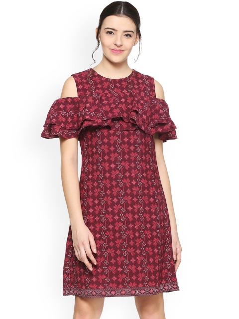 

Allen Solly Woman Maroon Printed A-Line Dress