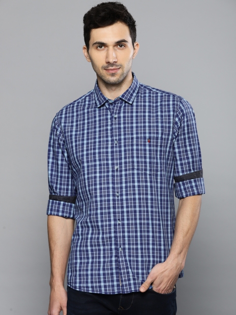 

Louis Philippe Jeans Men Blue Slim Fit Checked Casual Shirt