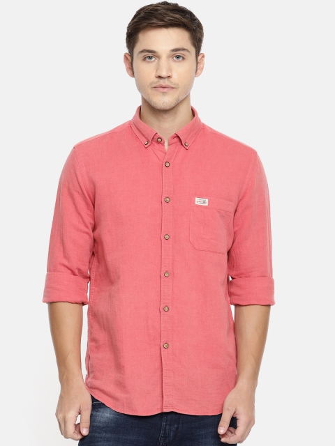 

U.S. Polo Assn. Men Coral Pink Slim Fit Solid Casual Shirt