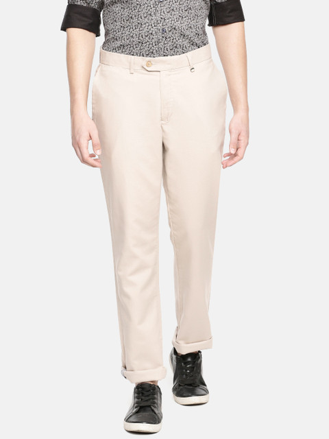 

Blackberrys Men Beige Regular Fit Solid Regular Trousers
