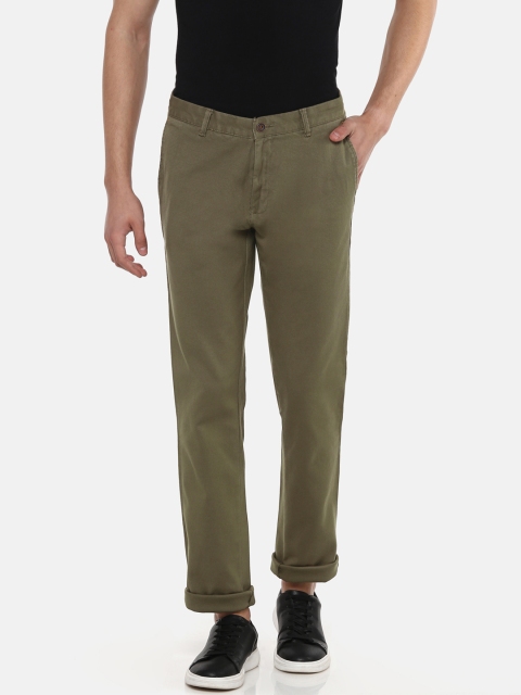 

Blackberrys Men Olive Green Regular Fit Self Design Trousers