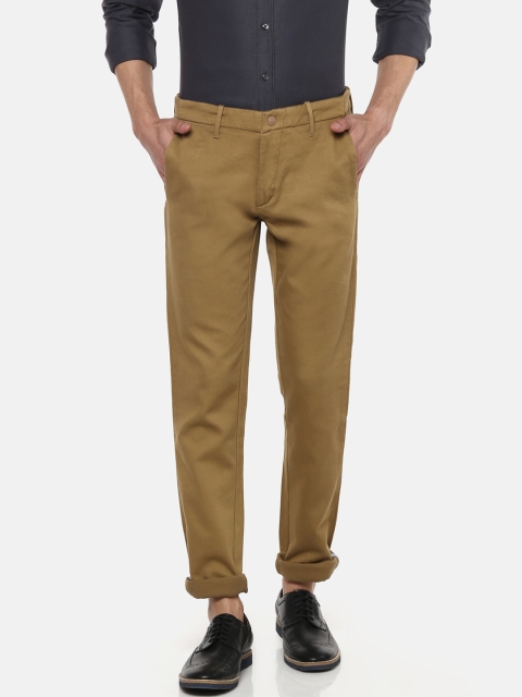 

Blackberrys Men Khaki Regular Fit Solid Trousers