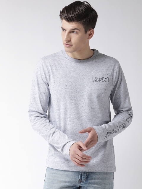 

Aeropostale Men Grey Melange Solid Round Neck T-shirt