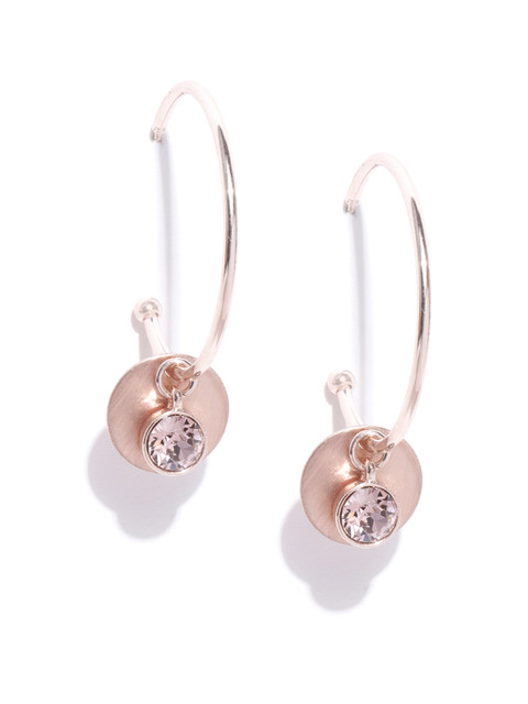 

Accessorize Rose Gold-Toned Swarovski Crystals-Studded Circular Half Hoop Earrings