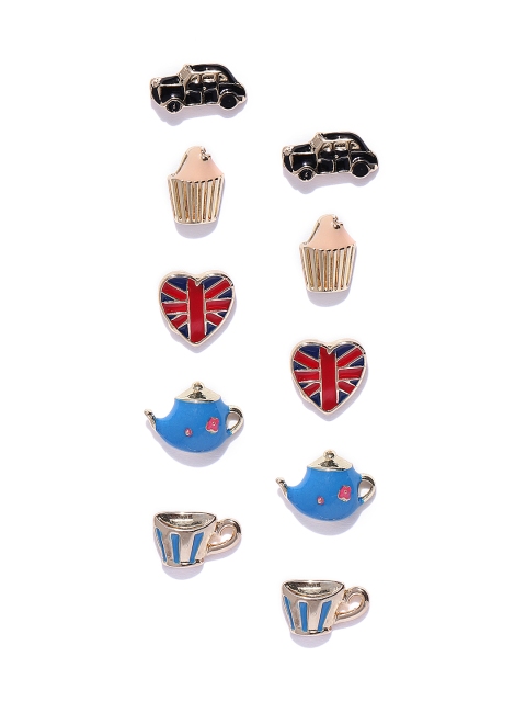 

Accessorize Set of 5 Enamelled Studs, Multi