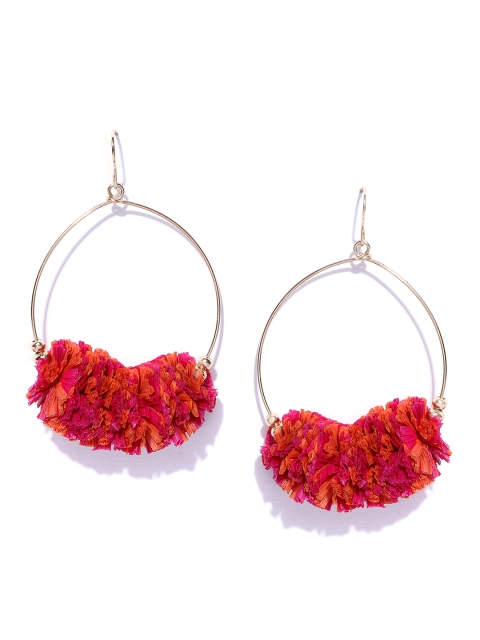 

Accessorize Gold-Toned & Orange Circular Drop Earrings