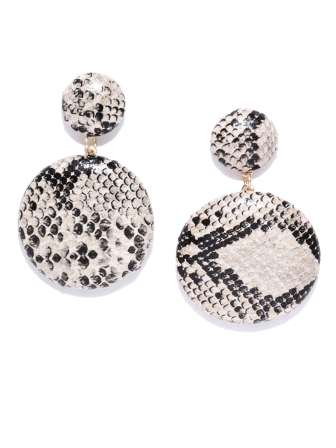 

Accessorize Beige & Black Snakeskin Print Circular Drop Earrings