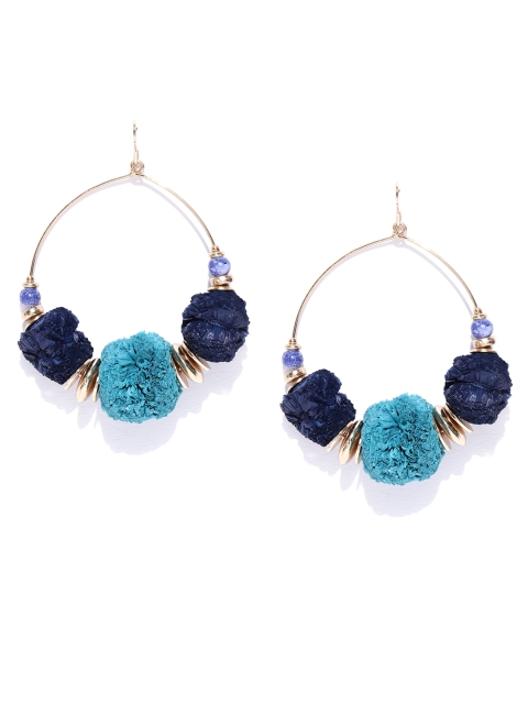 

Accessorize Blue & Gold-Toned Beaded Circular Drop Earrings