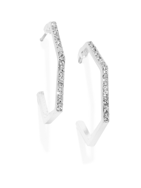 

Accessorize Silver-Toned Geometric Swarovski Crystals-Studded Half Hoop Earrings