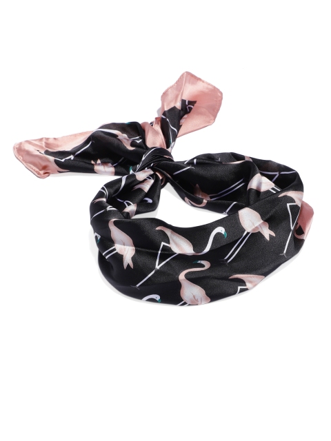 

Accessorize Black & Peach-Coloured Printed Scarf