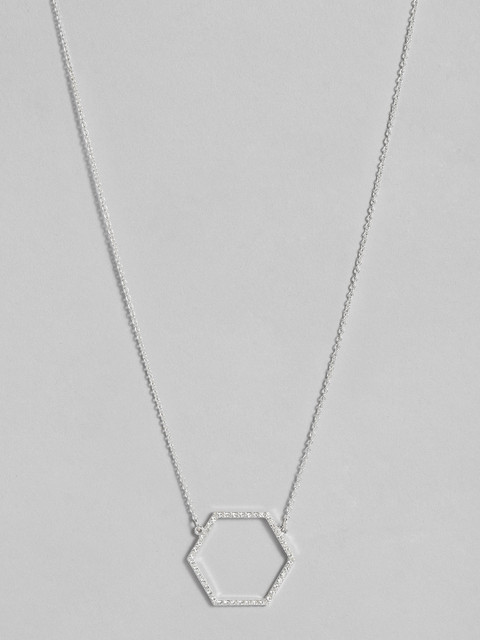 

Accessorize Silver-Toned Swarovski Studded Pendant With Chain