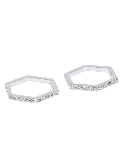 

Accessorize Women Set Of 2 Silver-Toned Swarovski Stone Studded Finger Rings