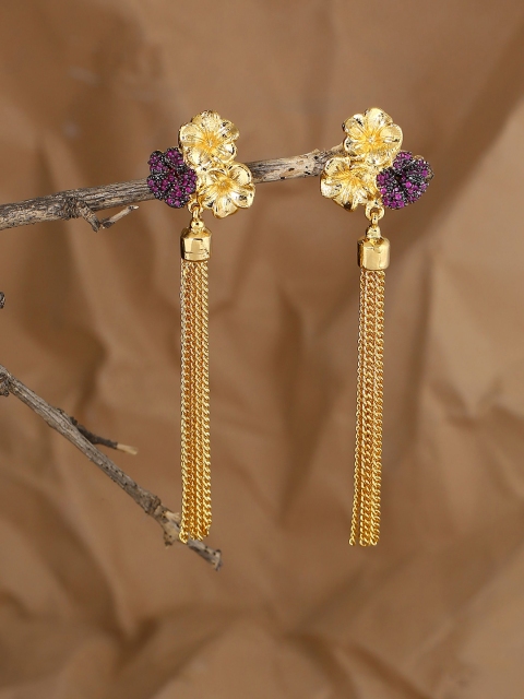 

Voylla Gold-Plated Contemporary Drop Earrings