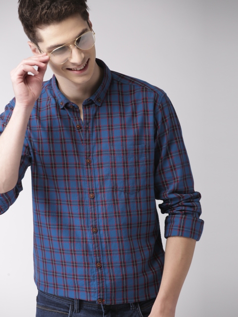 

Mast & Harbour Men Blue & Red Checked Casual Shirt
