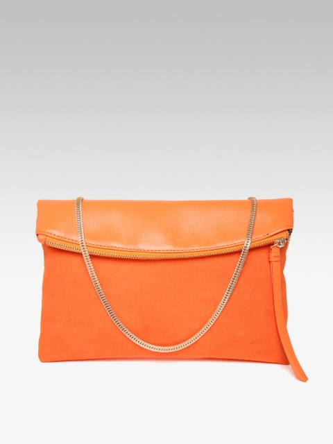 

DOROTHY PERKINS Orange Solid Foldover Clutch