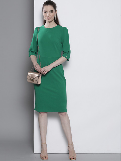 

DOROTHY PERKINS Women Green Solid Sheath Dress