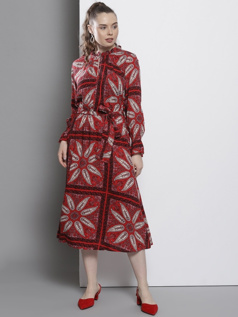 

DOROTHY PERKINS Women Red & Black Printed A-Line Dress