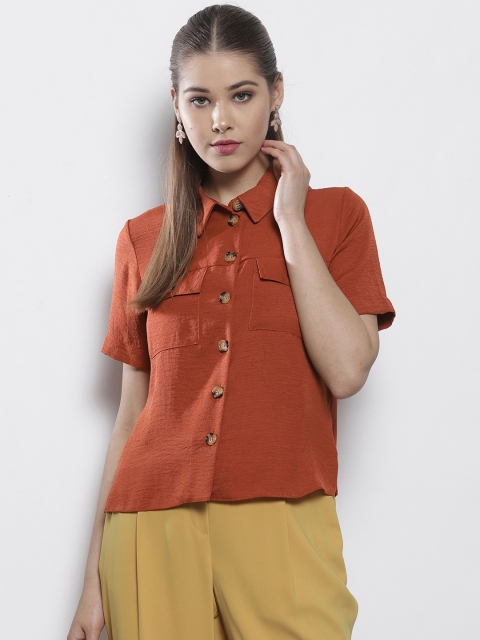 

DOROTHY PERKINS Women Petite Rust Regular Fit Solid Casual Shirt