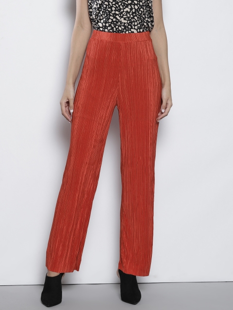

DOROTHY PERKINS Women Rust Bed Regular Fit Solid Parallel Trousers