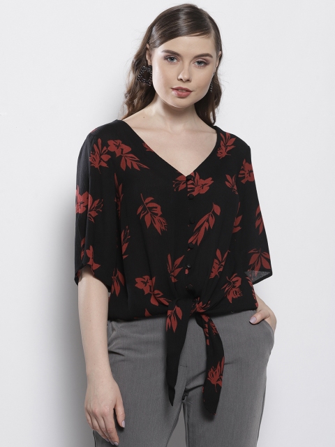 

DOROTHY PERKINS Women Black & Red Printed Top
