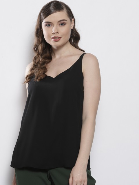 

DOROTHY PERKINS Women Black Solid Styled Back Top
