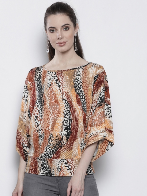 

DOROTHY PERKINS Women Brown & Beige Animal Print Styled Back Top