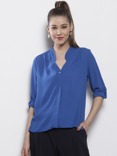 

DOROTHY PERKINS Women Petite Blue Solid Top