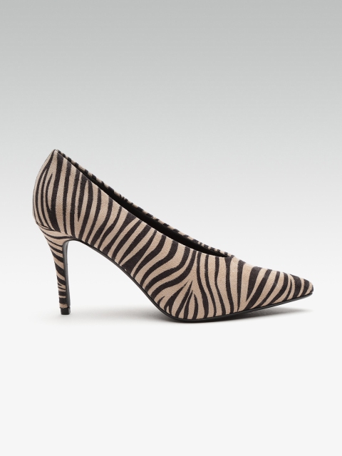 

DOROTHY PERKINS Women Black & Beige Zebra Print Pumps