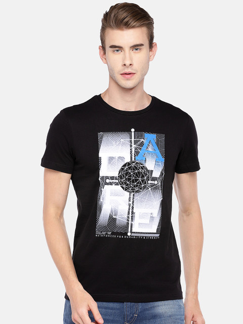 

Globus Men Black Printed Round Neck T-shirt