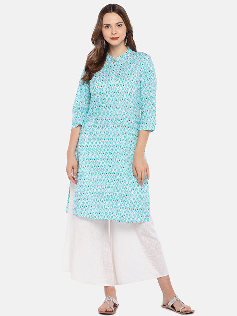 

Globus Women Blue Printed Straight Kurta