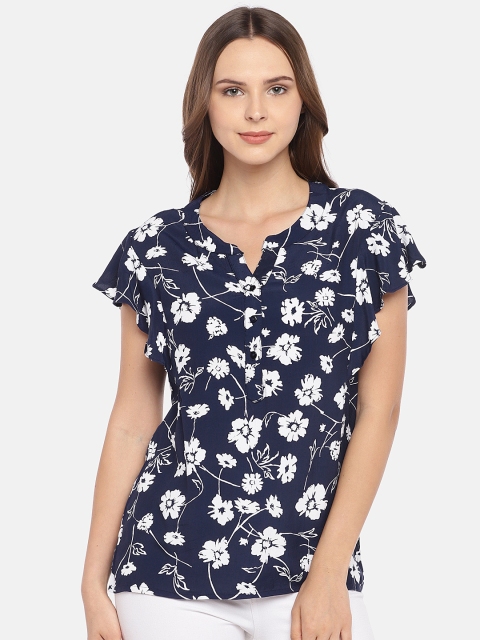 

Globus Women Navy Blue Printed Top