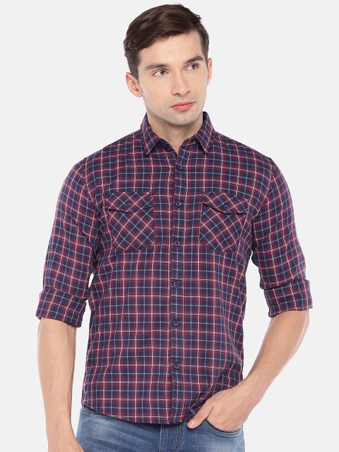

Globus Men Red & Blue Regular Fit Checked Casual Shirt