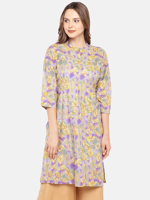

Globus Women Beige & Purple Printed Straight Kurta