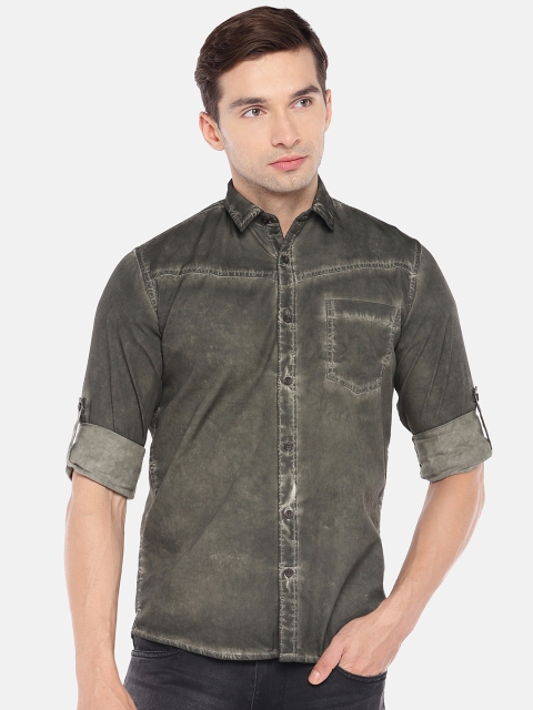 

Globus Men Olive Green Regular Fit Faded Casual Shirt