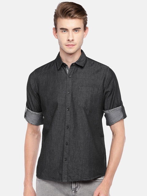 

Globus Men Charcoal Grey Regular Fit Solid Casual Shirt