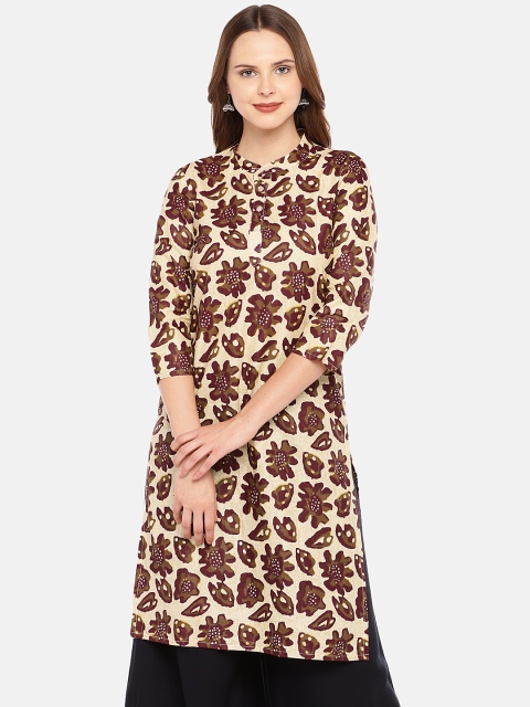 

Globus Women Beige & Brown Printed Straight Kurta