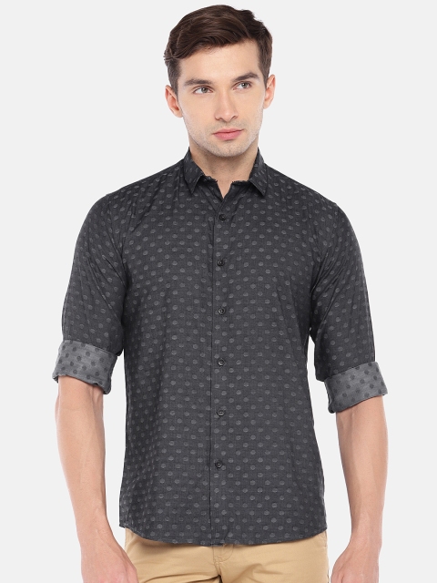 

Globus Men Black Regular Fit Self Design Casual Shirt