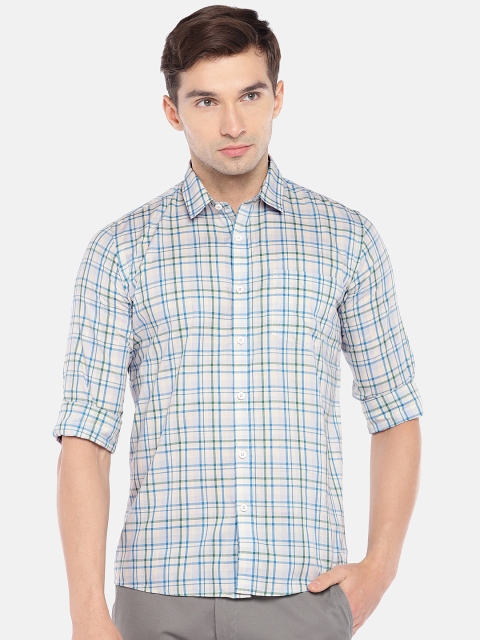 

Globus Men Off-White Regular Fit Checked Casual Shirt