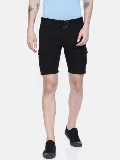 

Breakbounce Men Black Solid Slim Fit Cargo Shorts