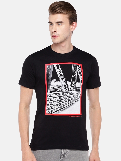 

Globus Men Black Printed Round Neck T-shirt