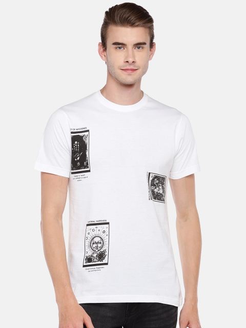 

Globus Men White Printed Round Neck T-shirt