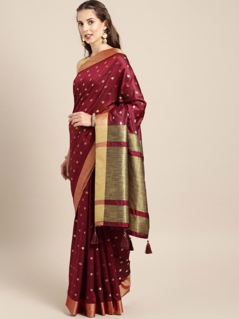 

Saree Swarg Maroon Art Silk Woven Design Banarasi Saree