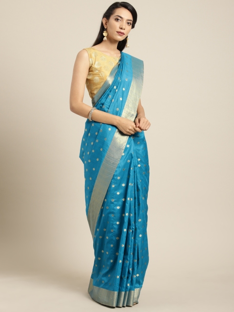 

Saree Swarg Blue Art Silk Woven Design Banarasi Saree