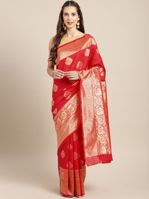 

Saree Swarg Red Silk Blend Woven Design Banarasi Saree
