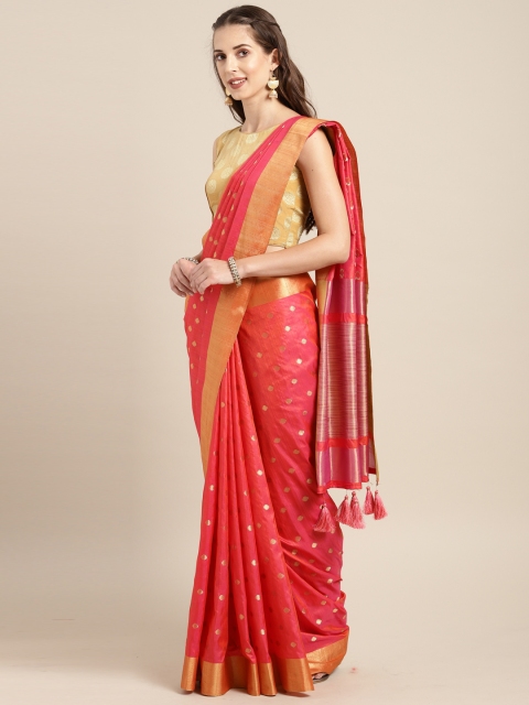 

Saree Swarg Pink & Gold-Toned Art Silk Woven Design Banarasi Saree